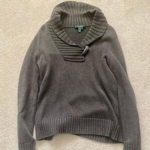 Grey/green Ralph Lauren thick sweater with collar